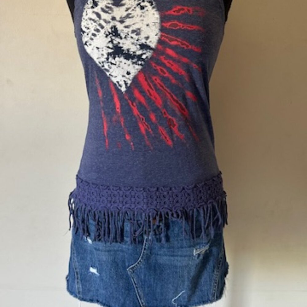 Ransom Girl Blue with White Heart and Red Stripes  8525